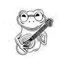 frog playing a banjo wearing sunglasses tattoo design idea