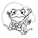 frog playing a banjo wearing sunglasses tattoo design idea