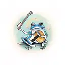 frog playing a banjo tattoo design idea