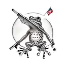 frog playing a banjo tattoo design idea