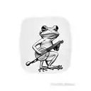frog playing a banjo wearing sunglasses tattoo design idea