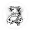 frog playing a banjo wearing sunglasses tattoo design idea