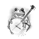 frog playing a banjo wearing sunglasses tattoo design idea