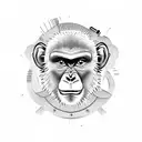 monkey running with a banjo tattoo design idea