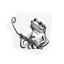 frog playing a banjo in coloured mirrored sunglasses tattoo design idea