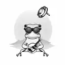 frog playing a banjo in coloured mirrored sunglasses tattoo design idea