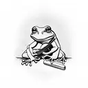 frog playing a banjo tattoo design idea