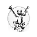 frog playing banjo tattoo design idea