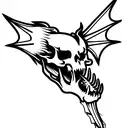 dragon body skeleton with lightningstrikes in the background tattoo design idea