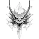 dragon skeleton with lightning strikes  tattoo design idea