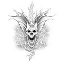 dragon skeleton with lightning strikes  tattoo design idea
