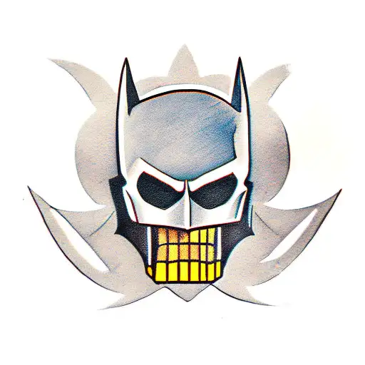 batman with skulls tattoo design idea