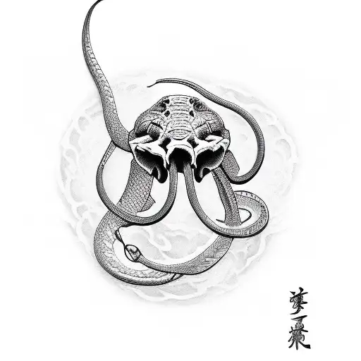 snake skull tattoo design idea