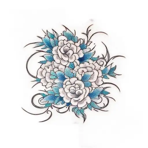 birth flowers (january, april, july, semptember and december) with elegant stems or vines  tattoo design idea