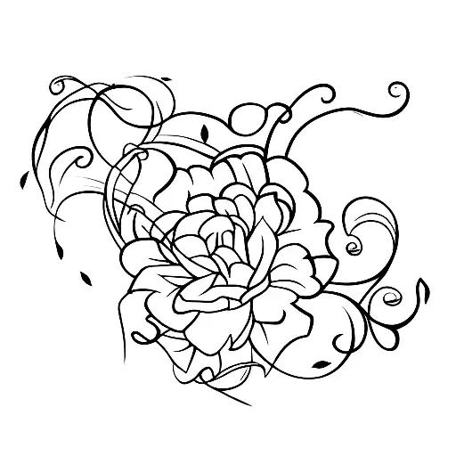 birth flowers (january, april, july, semptember and december) with elegant stems or vines  tattoo design idea