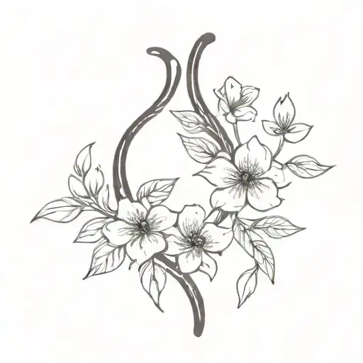 wishbone tattoo with flowers wrapped tattoo design idea