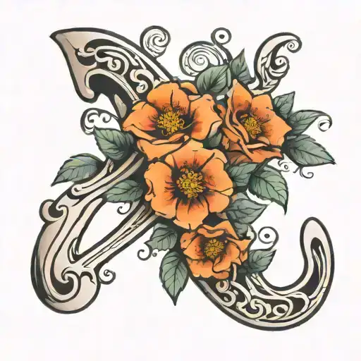 wishbone tattoo with flowers tattoo design idea