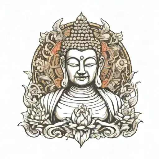 Half Buddha half devil tattoo design idea