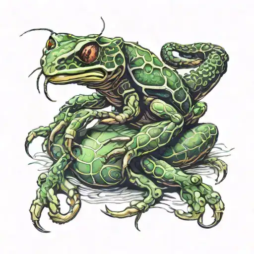 A scorpion stinging a frog tattoo design idea