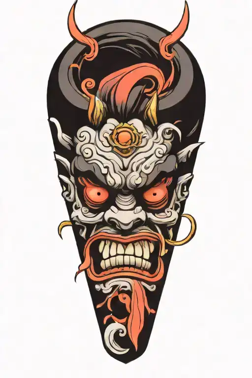 funny cartoon oni demon tattoo design idea