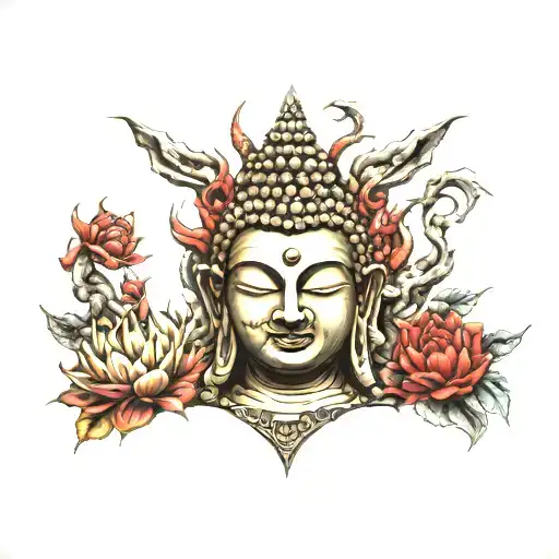 Half Buddha, Half Devil tattoo design idea