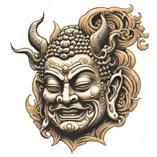 devil buddha tattoo design idea