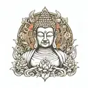 Half Buddha half devil tattoo design idea