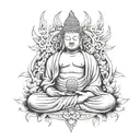 Half Buddha half devil tattoo design idea
