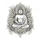 Half Buddha half devil tattoo design idea