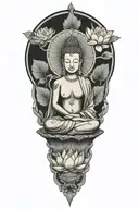 sexy female buddha sitting inside lotus flower tattoo design idea