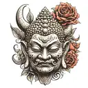 devil buddha tattoo design idea