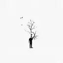 a man in a dark room with a flashlight tattoo design idea