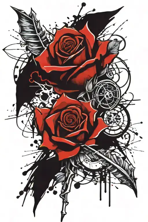 dagger through a rose tattoo tattoo design idea