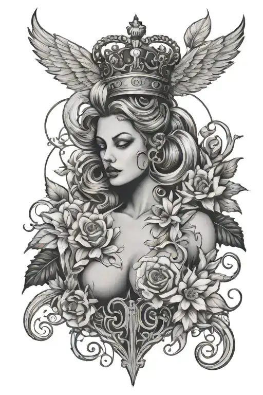 A nurse symbol intertwined with the queen of the night plant tattoo design idea