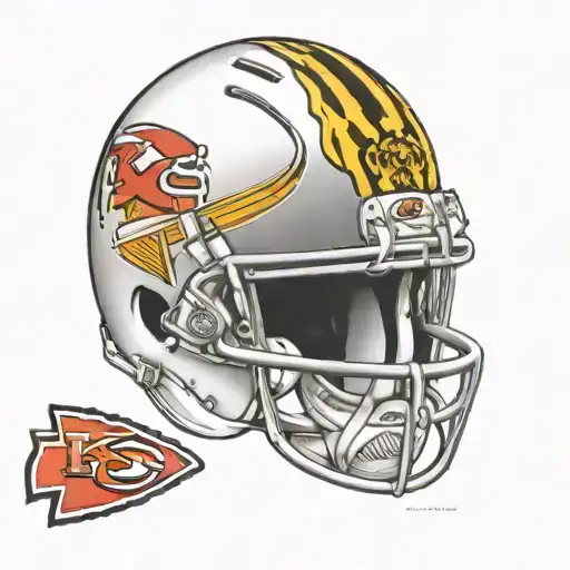 combine the Iowa Hawkeye football helmet with the Kansas City chiefs football helmet tattoo design idea