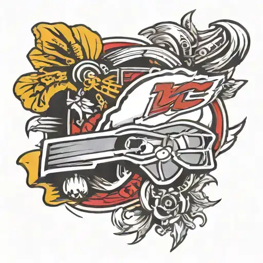combine Kansas City chiefs football logo with the Iowa Hawkeye football logo  tattoo design idea