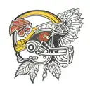 Iowa Hawkeye combination with Kansas City chiefs helmet tattoo design idea