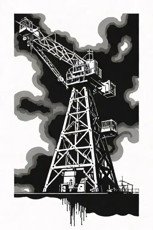 oil rig drilling rig tattoo design idea
