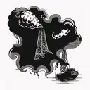 oil rig flare pyrotechnic tattoo design idea