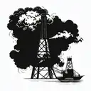 oil rig flare pyrotechnic tattoo design idea