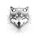 wolf sunflower intials "KB" tattoo design idea