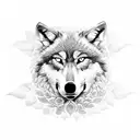 wolf sunflower intials "KB" tattoo design idea