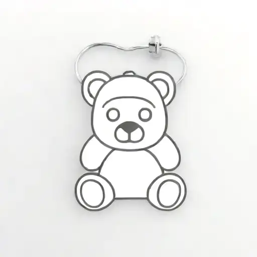 fine line teddy bear sitting hoop earring in ear sitting tattoo design idea