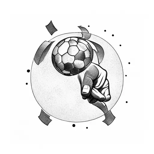 A pdg playing handball in a surrealistic setting tattoo design idea