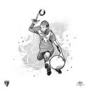 A pdg playing handball in a surrealistic setting tattoo design idea