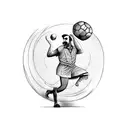 A pdg playing handball in a surrealistic setting tattoo design idea