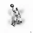 A chef d'entreprise playing handball in a surrealistic setting tattoo design idea