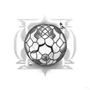 A chef d'entreprise playing handball in a surrealistic setting tattoo design idea