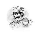 A chef d'entreprise playing handball in a surrealistic setting tattoo design idea