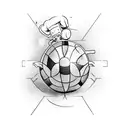 A chef d'entreprise playing handball in a surrealistic setting tattoo design idea